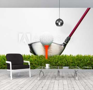 Picture of Golf club and ball in grass
